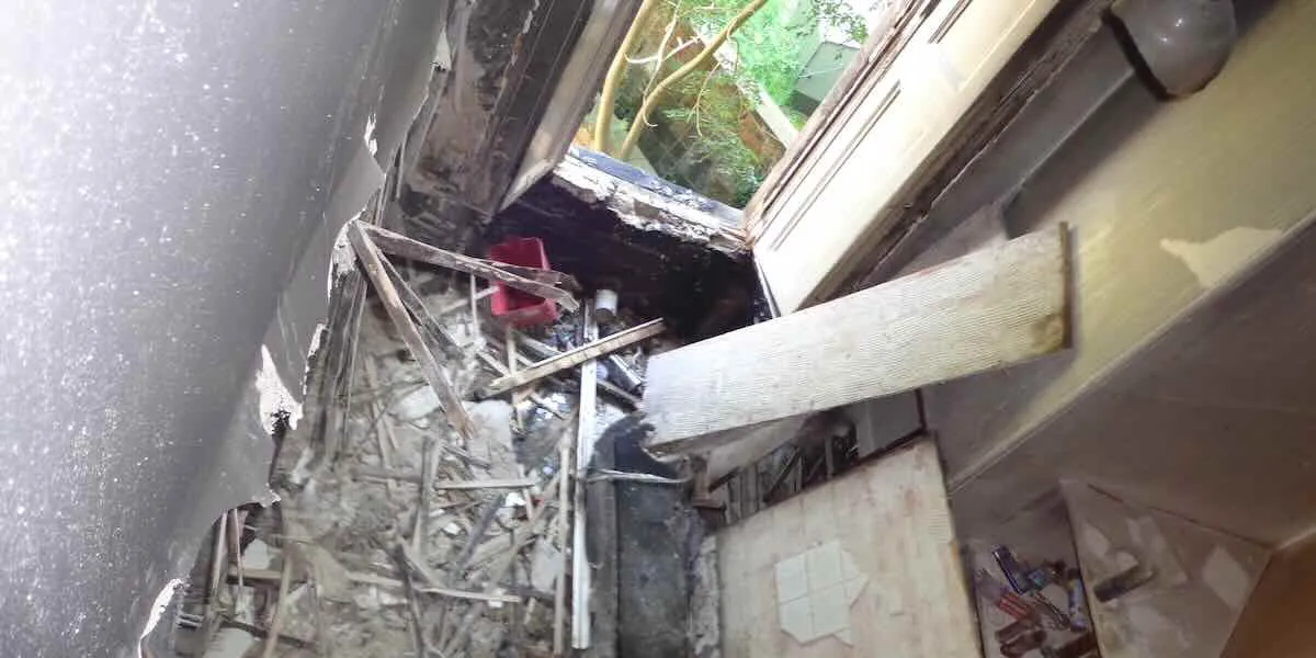 fire damage in bathroom